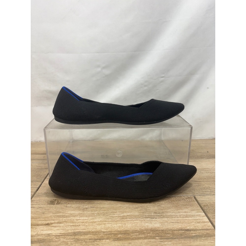 Rothys The Point Black Pointed Toe Knit Flats Womens 9 Sustainable Slip On Shoes